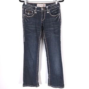LAGUNA BEACH Women Jeans Embroidered Straight Flare USA MADE ND1010P Y2K Size 27